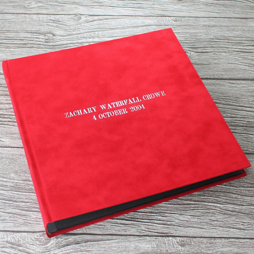 Contemporary Red Velvety Suede Look Cloth Photo Album
