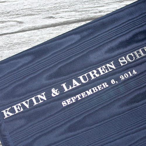 Navy Satin Taffeta Photo Album With Moiré Design