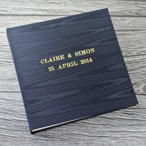 Navy Satin Taffeta Photo Album With Moiré Design