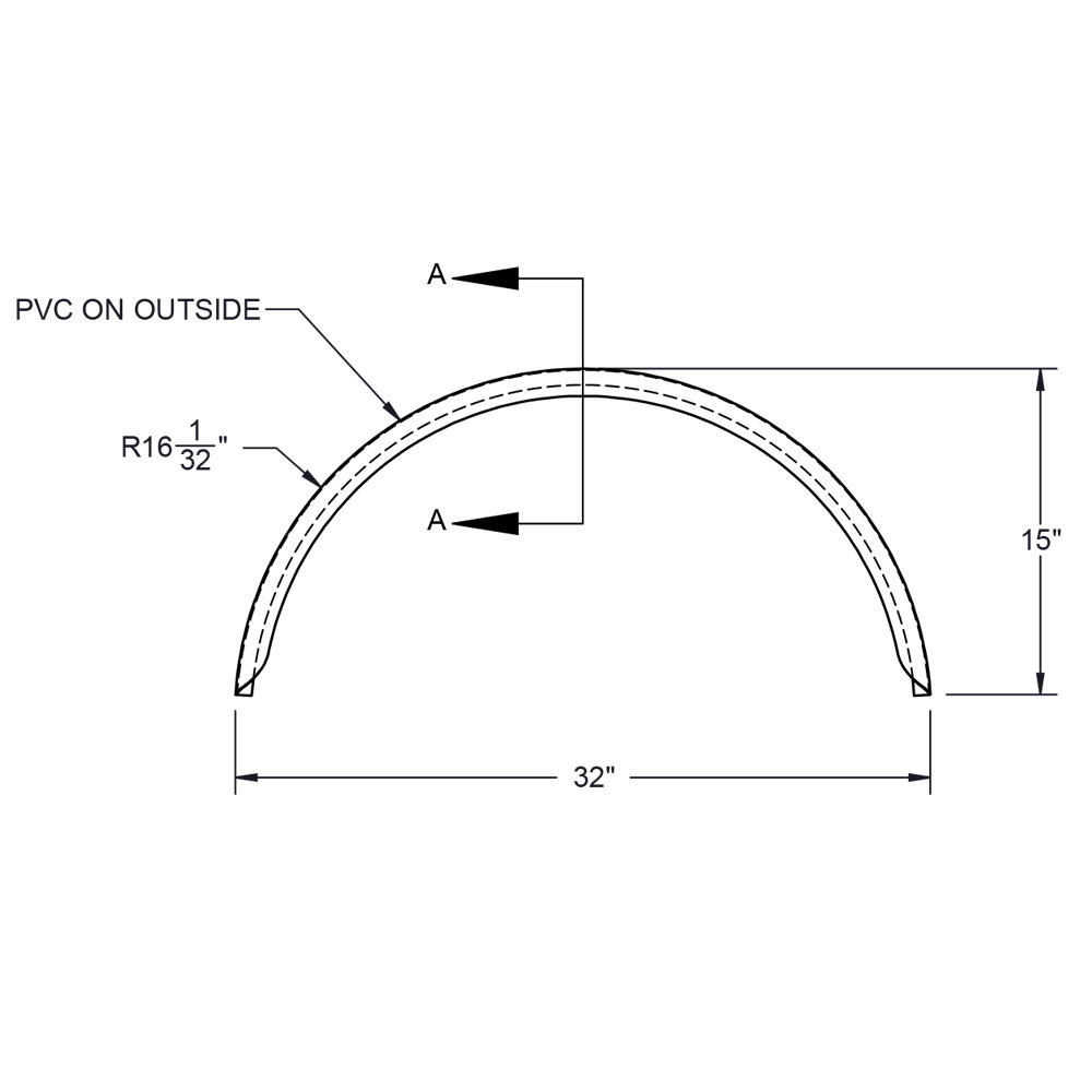 32x9 Smooth Aluminum Single Axle Round Trailer Fender