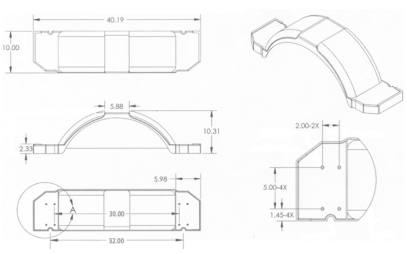 Silver Plastic Step Trailer Fender 13 Inch Tire