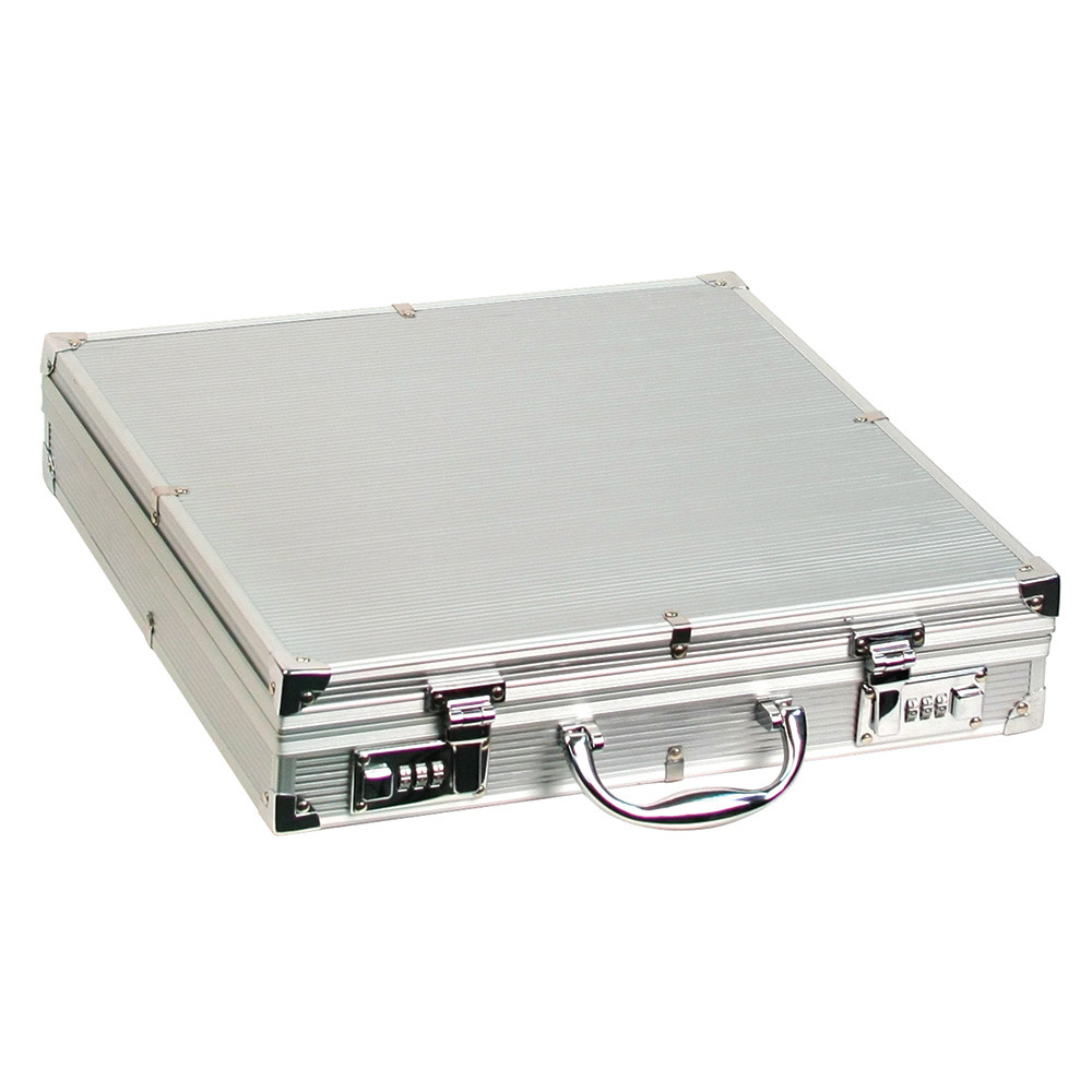 Large Aluminum attache case, 15 1/4" x 15 1/4" x 3 1/4"H - Eds Box