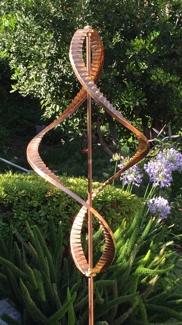 Stanwood Wind Sculpture: Kinetic Copper Dual Helix Spinner Stanwood Wind Sculpture: Kinetic Copper Dual Helix Spinner