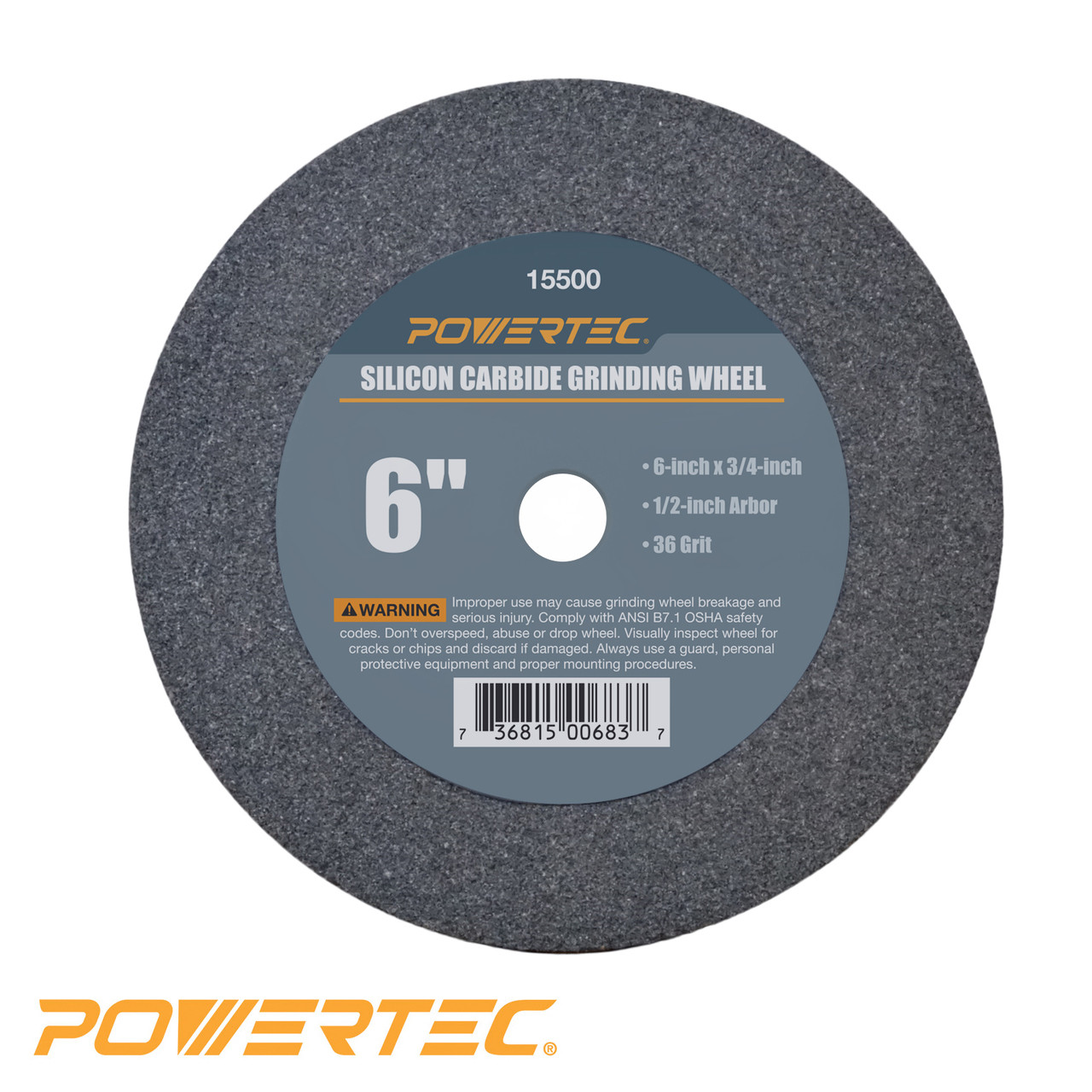 Silicon Carbide Grinding Wheel, 6Inch by 3/4Inch, 1/2Inch Arbor