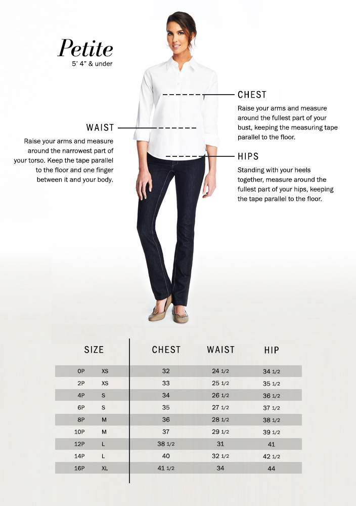 Womens - Foxcroft - Petite Size Blouses - Petite Sizing Chart - Sue Patrick