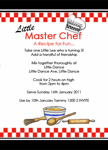Master Chef Party Themed Invitation For Sale Buy Master Chef Party Birthday Invitations Pered Chef Invitation Template