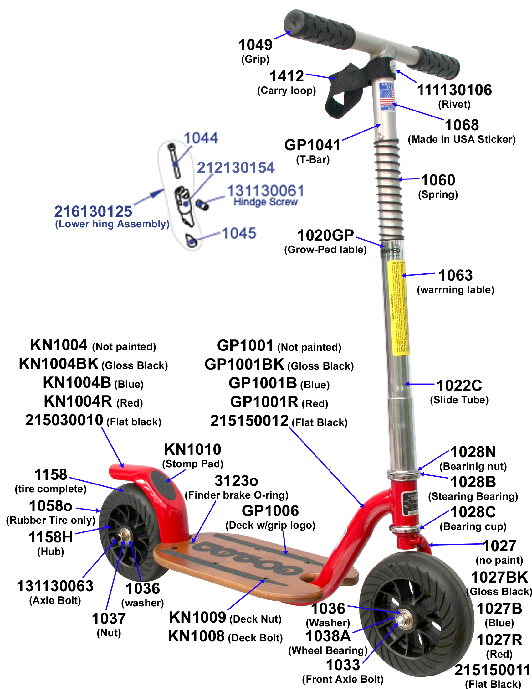 Parts Push Scooter Parts Grow Ped