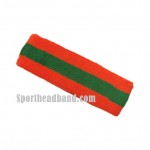 Dark orange green dark-orange striped terry sport headband for sweat