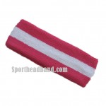 Hot pink white hot-pink striped terry sport headband for sweat