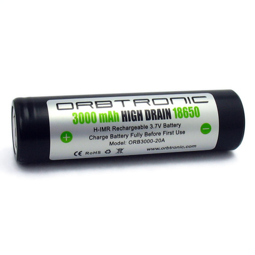 20A-35A 18650 Flat Top 3000mAh Battery Orbtronic IMR 20A-35A 18650 Flat Top 3000mAh Battery Orbtronic IMR