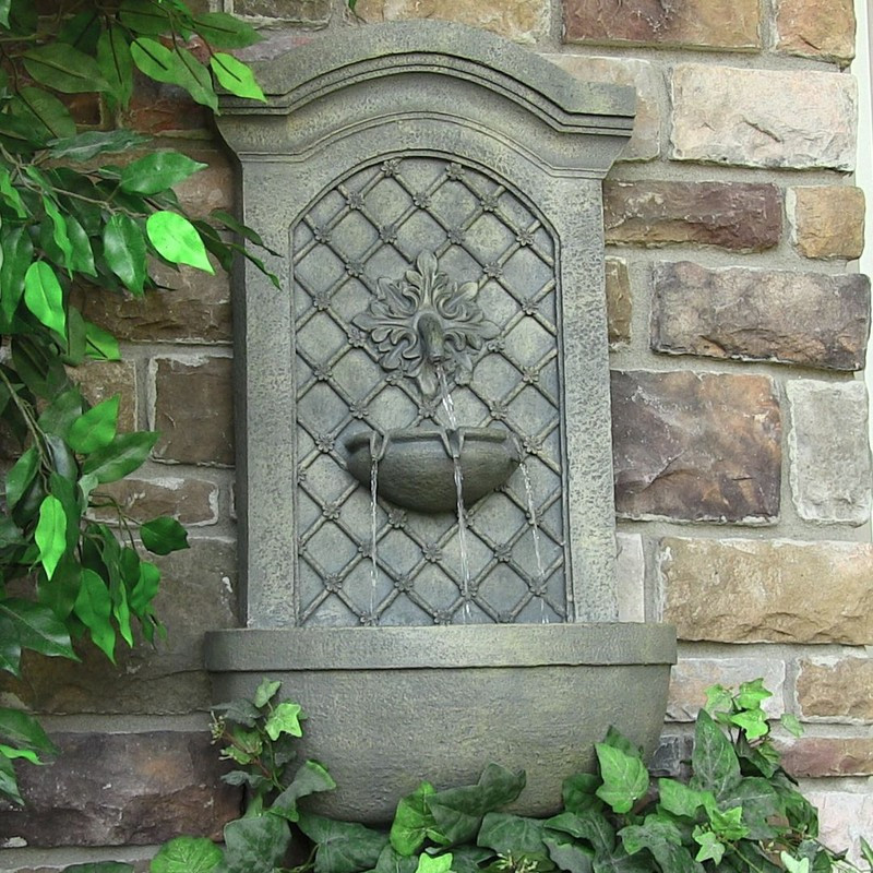 Solar Powered Wall Mount Water Fountain, 4 Colors, 31" H Rosette