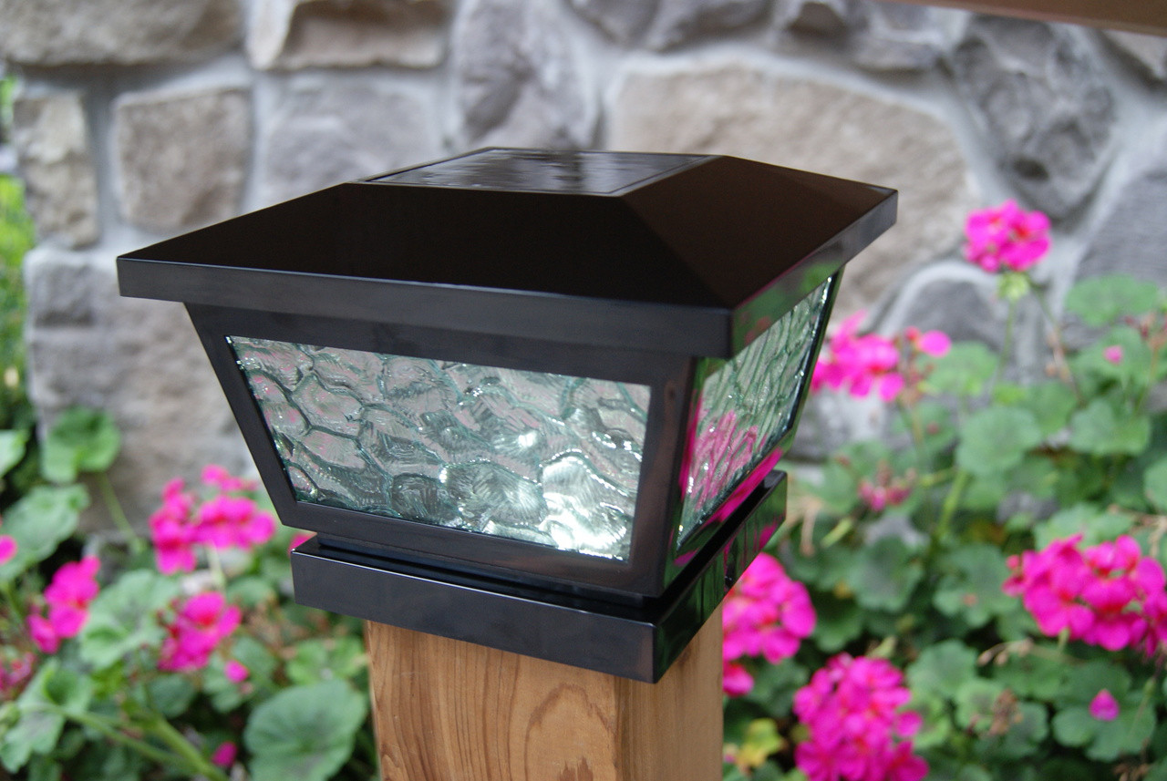 Black Solar Deck Post Lights for Wood - Vinyl Posts, Set ...