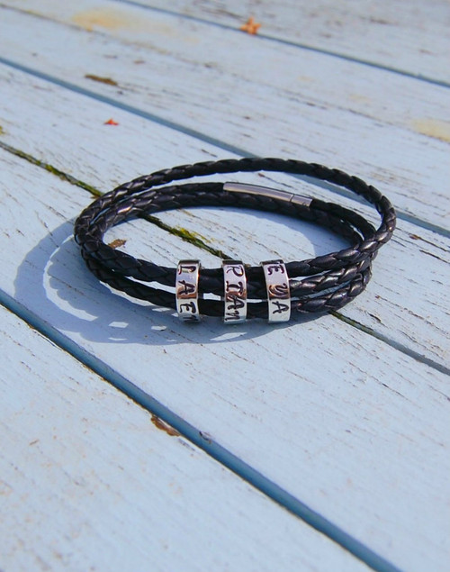 Slim memory beads on leather wrap bracelet Slim memory beads on leather wrap bracelet