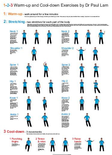 warm up and cool down exercises wall chart dr paul lam warm up exercise chart