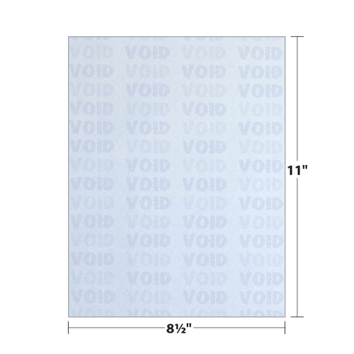 8.5" x 11" K1 Security Paper with 6 Features, 60 Lb. Offset, 2500 Sheets/pack