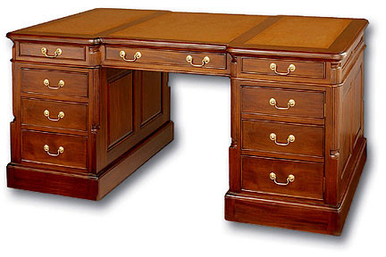 Solid Wood Partners Desk |Laurel Crown Antique Reproduction Partners Desk - Solid Wood Partners Desk |Laurel Crown