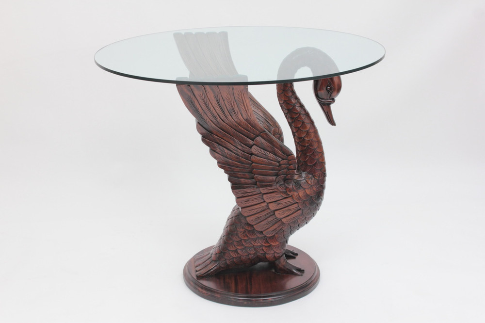 See The Swan Table Carved From Solid Mahogany Wood