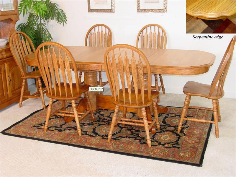 Solid Oak Double Pedestal Table Set in Golden Finish