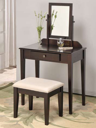 Davina Contemporary Espresso Makeup Table Set  Vanity Set