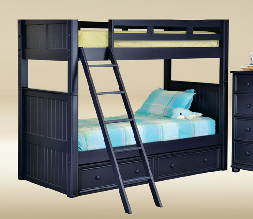 Dillon White Twin Bunk Bed with Trundle
