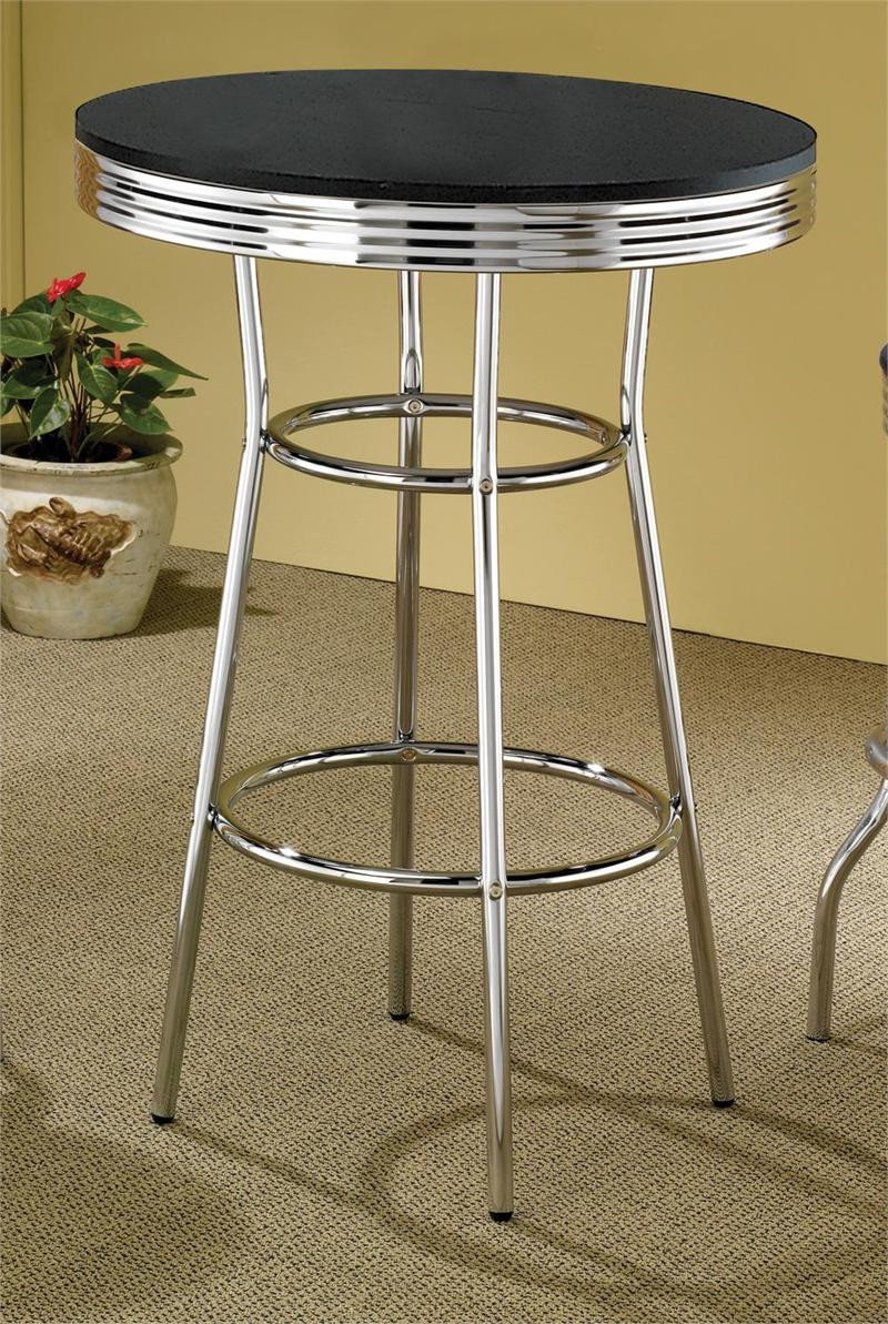 30" Black Retro Chrome Bar Table