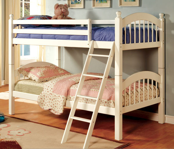 Wooden White Twin Over Twin Bunk Bed | White Bunk Bed