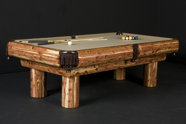 Rustic Red Cedar Log Billiard Pool Table