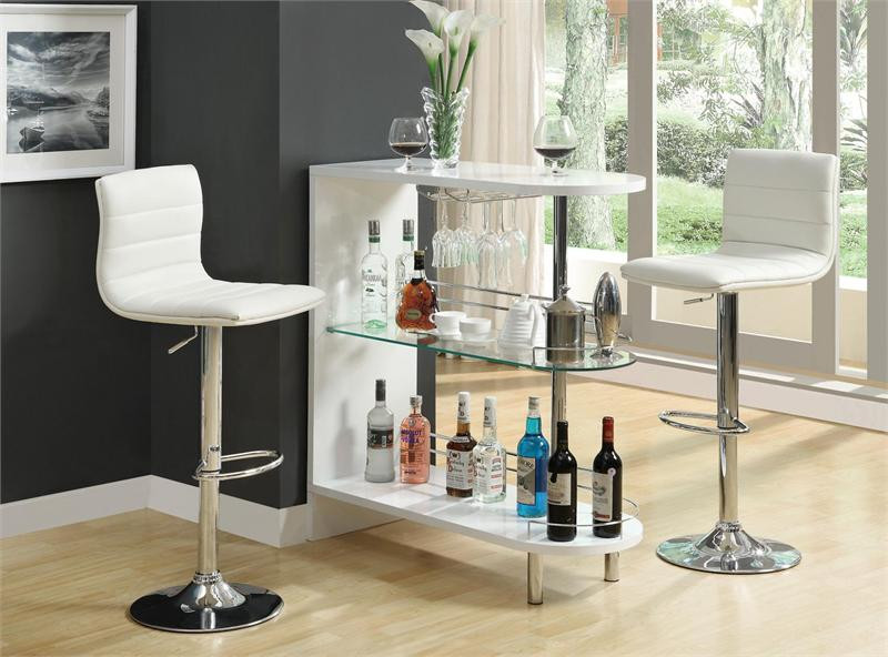 39" Contemporary White Glass Bar Counter Home Bar Counter