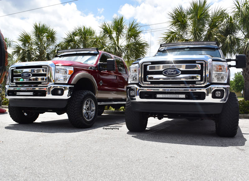 A pair of Ford F250s with Rigid & Recon LED Lights! - ApexLighting