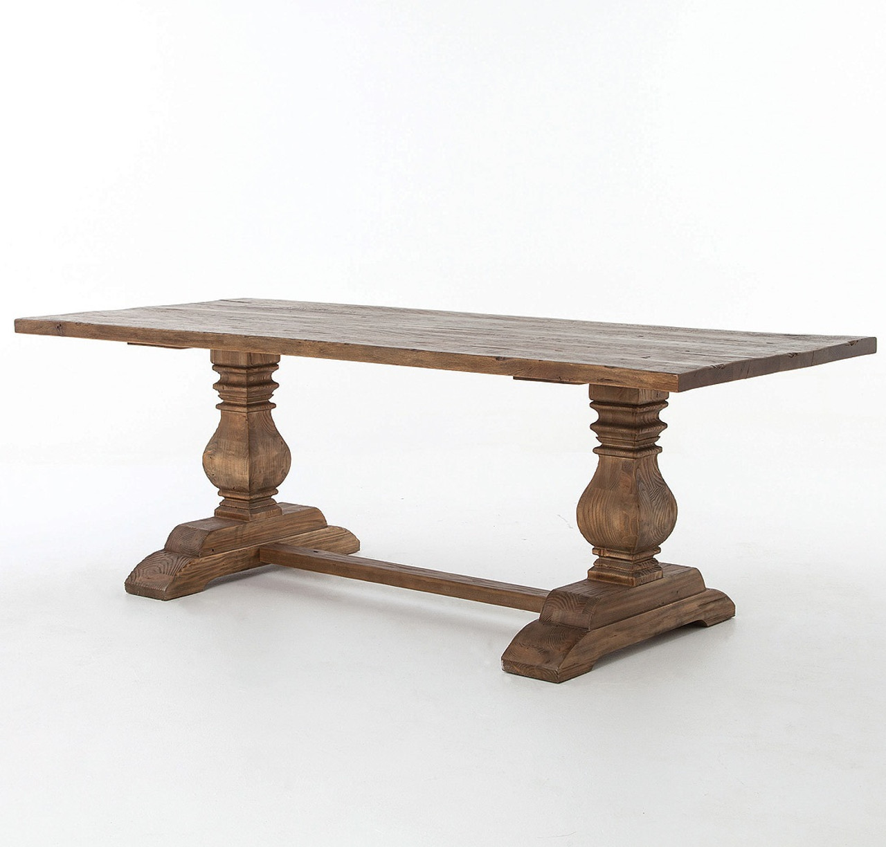 Natural Rustic Reclaimed Wood Trestle Dining Table 87" | Zin Home