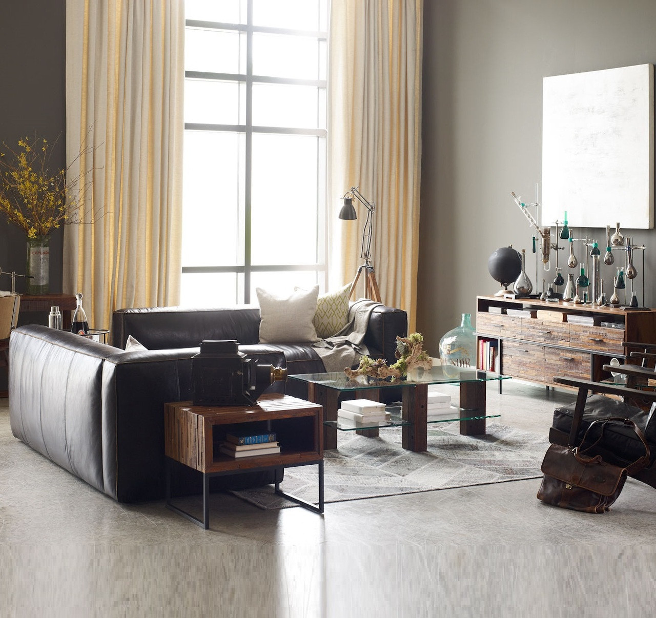 Nolita Saddle Black Leather Modular Sectional Sofa Zin Home