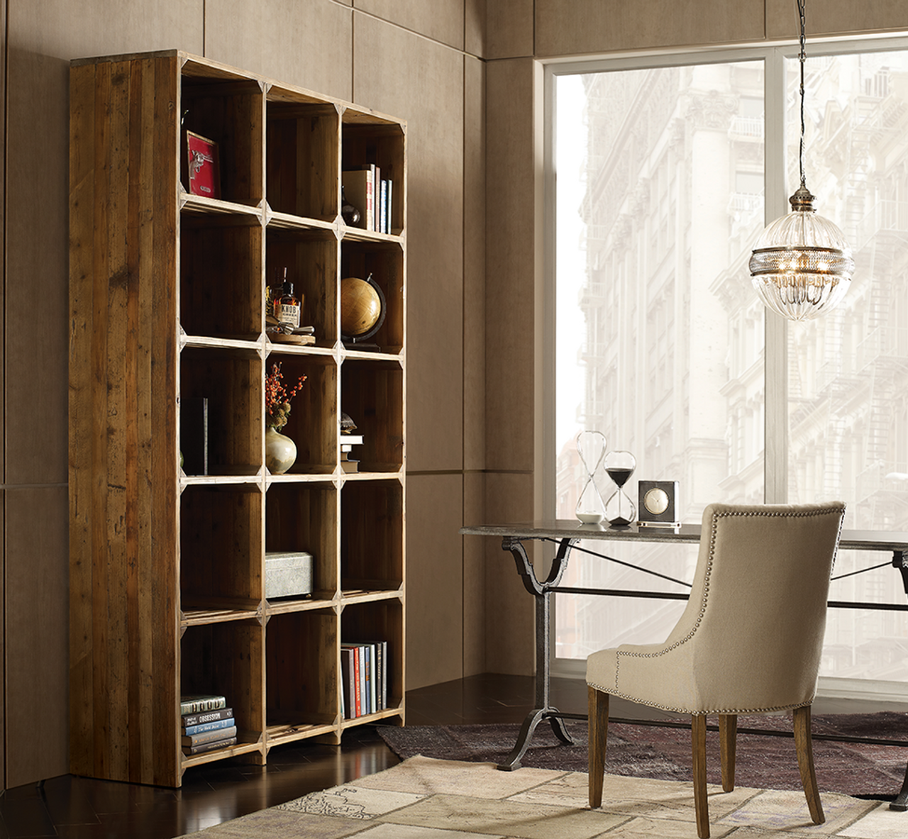 Hughes Rustic Reclaimed Wood Open Bookcase Hughes Rustic Reclaimed Wood Open Bookcase
