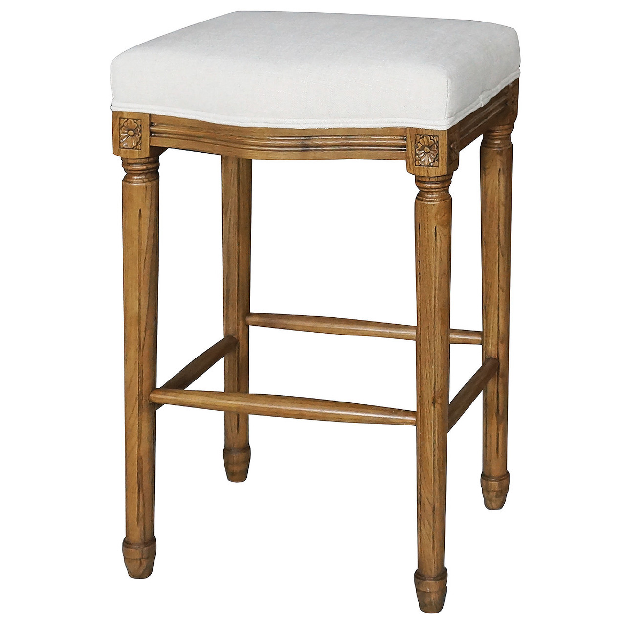 Ashford French White Linen Upholstered Oak Bar Stool | Zin ...