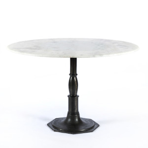 French Industrial White Marble Top Round Bistro Table ...