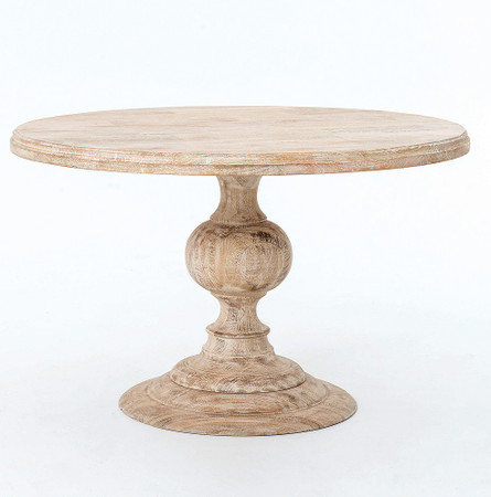 table dining round 48 pedestal wood whitewash wash tables country kitchen furniture magnolia zin rustic diameter