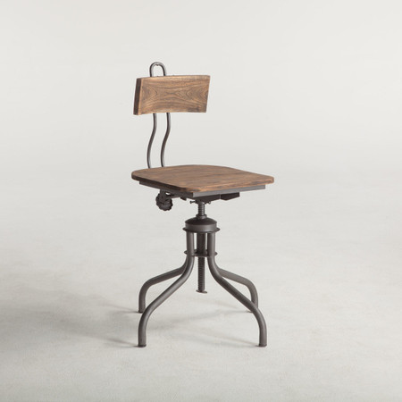 steampunk wood dining industrial steel adjustable chair table crank