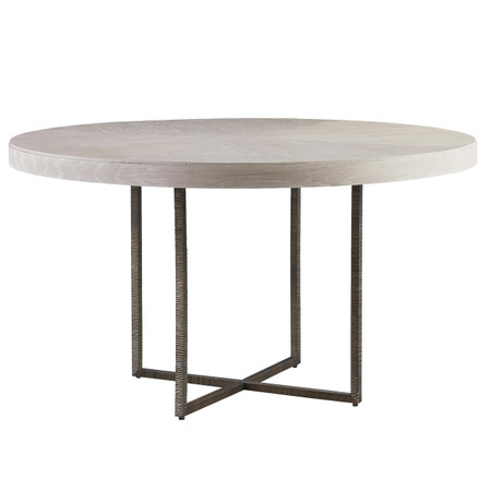 table dining round wood grey modern metal leg