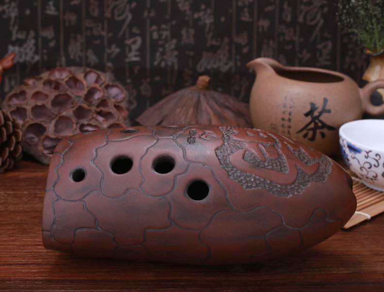 Buy Professional Carved Xun Flute Chinese Ancient Instrument Fish Pattern Ocarina 10 Holes