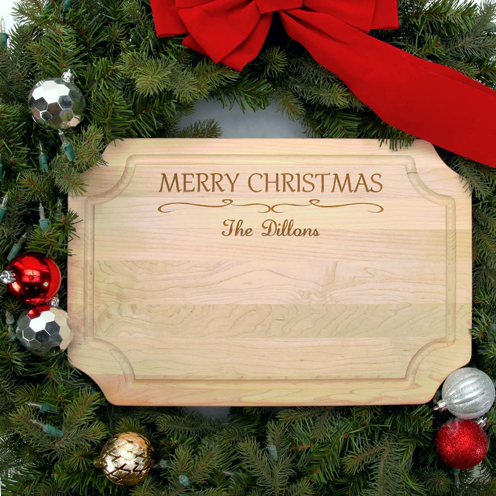 personalized christmas cutting board family name