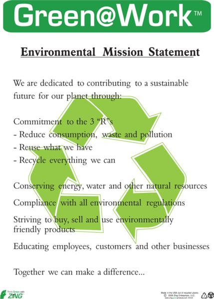 Green Mission Statement Poster - Green@Work | Zing