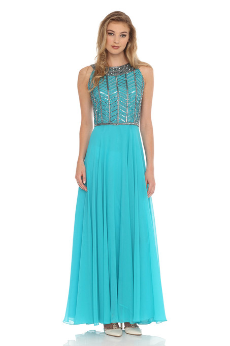 Beaded Necklace Neckline Gown