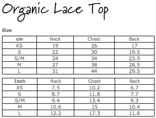 Louisdog Organic Lace Dress Size Chart