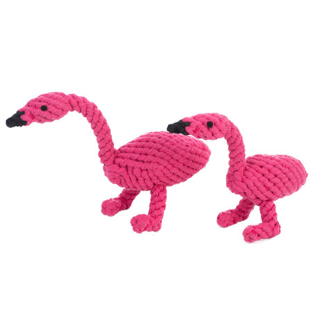 flamingo dog toy with rope legs