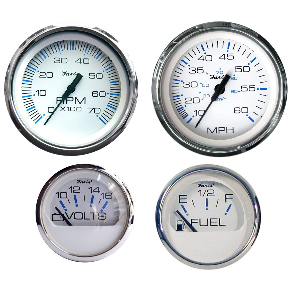 Faria Chesapeake SS 4 Outboard Motor Gauge Set, White
