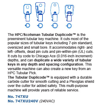 747XU HPC Key Machine keys available to cut
