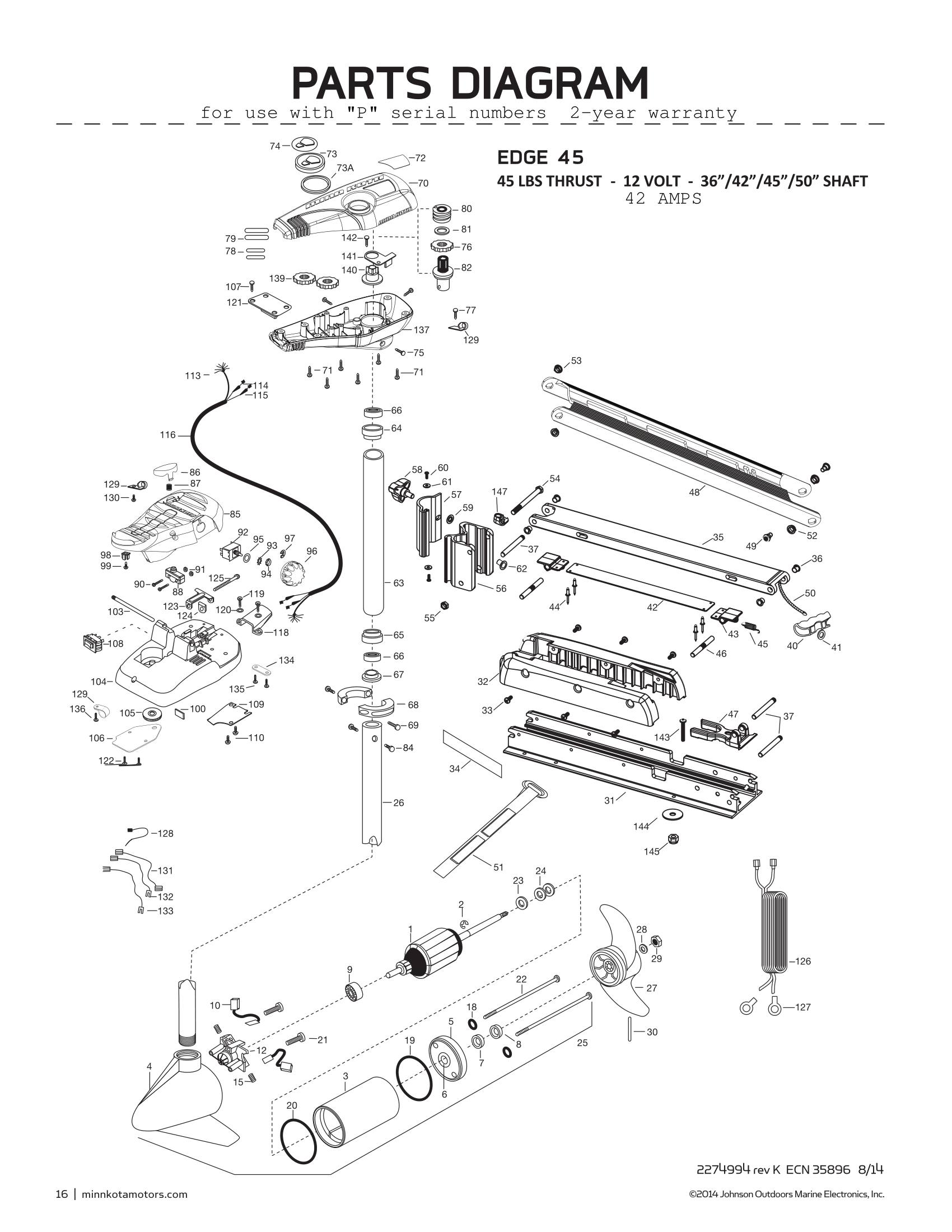 Minn Kota Edge 45 Parts 2015 From Fish307 Com