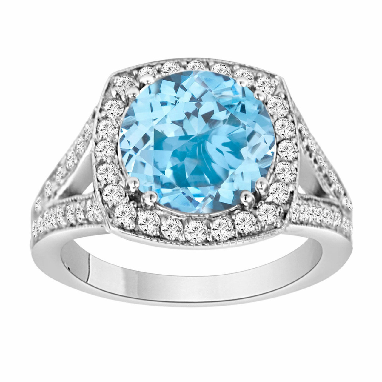 3 Carat Blue Topaz Engagement Ring, Blue Topaz and