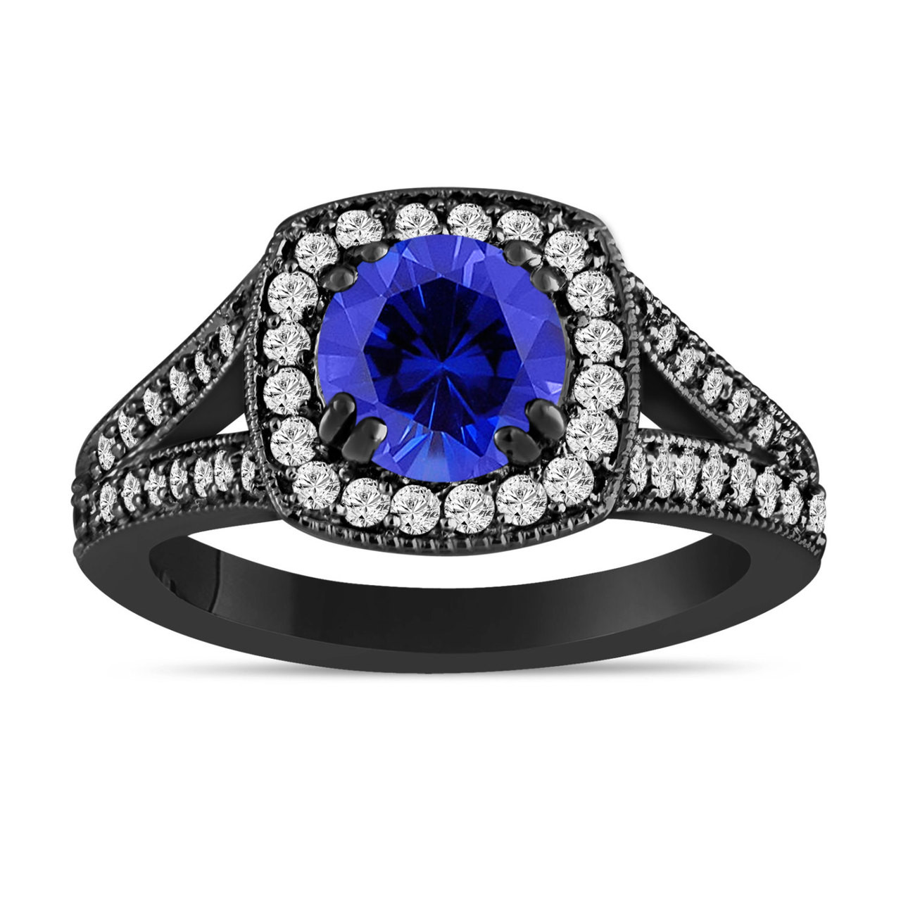  Blue  Sapphire And Diamond Engagement  Ring  1 58 Carat 