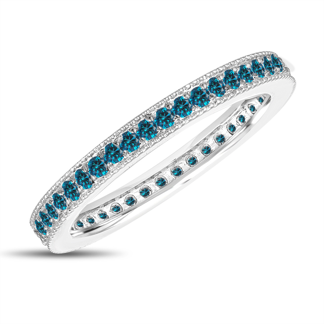 Eternity Fancy Blue Diamond Wedding Band, Eternity Ring, Anniversary