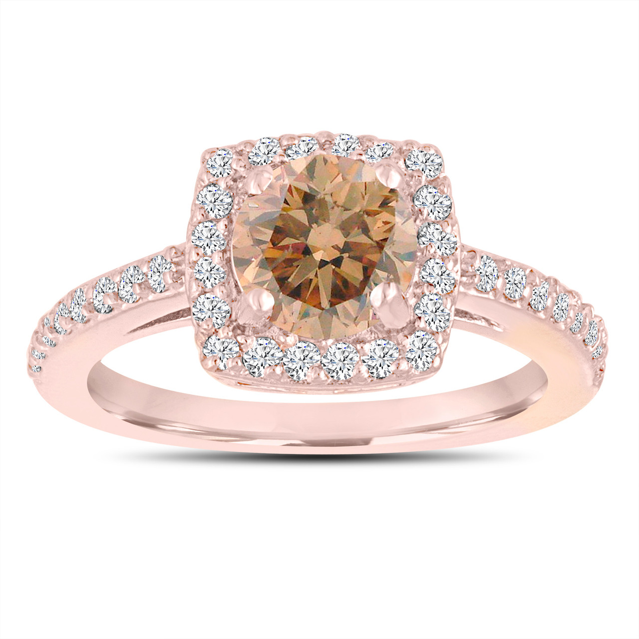Champagne Brown Diamond Wedding Ring Engagement Ring 14K Champagne Brown Diamond Wedding Ring Engagement Ring 14K